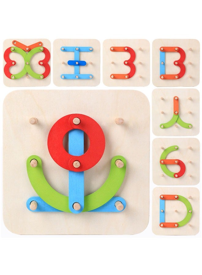 Hanayo 26 Pcs Preschool Learning Toys Stacking Blocks Wooden Letters Number Shape Puzzles for Kids Educational Toys Letter Board Set for Boys & Girls(Multicolour) - Image 3