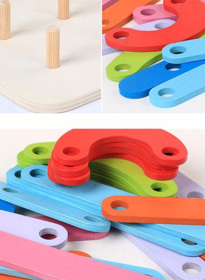 Hanayo 26 Pcs Preschool Learning Toys Stacking Blocks Wooden Letters Number Shape Puzzles for Kids Educational Toys Letter Board Set for Boys & Girls(Multicolour) - Image 4
