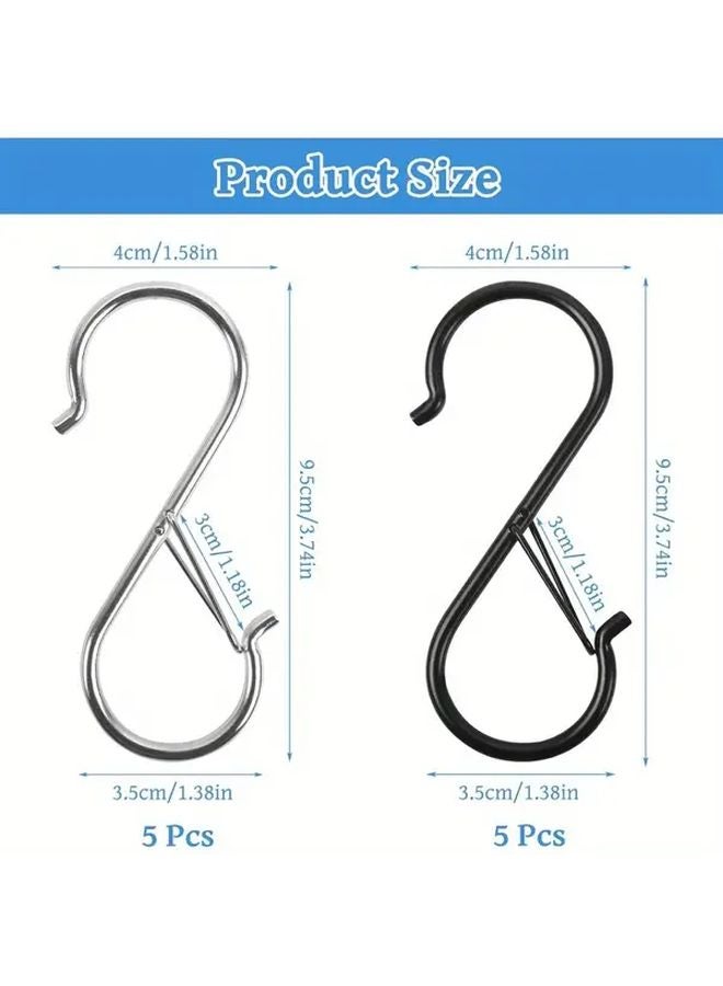 Metal Safety Clip S Type Hooks Heavy Duty for Kitchen Pot Rack Wardrobe Hanging - Image 3