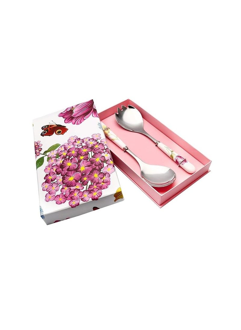 Home Treasure Home Treasure Stainless Steel Serving Spoon with Ceramic Handle Salad Serving Set with Gift Box 2Piece  - Image 1