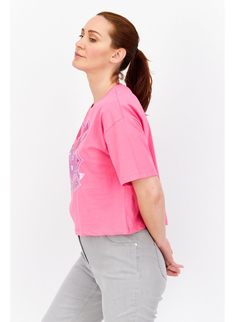 Harry Potter Women Round Neck Short Sleeve Graphic Print T-Shirt, Pink - Image 5