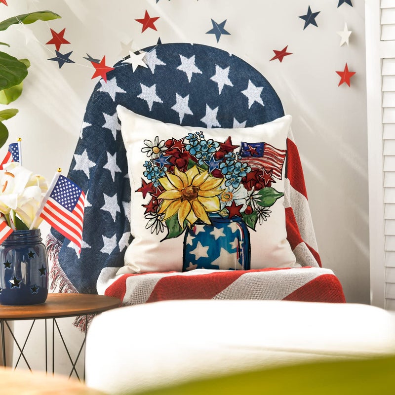 AVOIN colorlife AVOIN colorlife America The Beautiful Let Freedom Ring Throw Pillow Covers  18 x 18 Inch Freedom 4th of July Independence Memorial Day Patriotic Cushion Case for Sofa Couch Set of 4  - Image 4