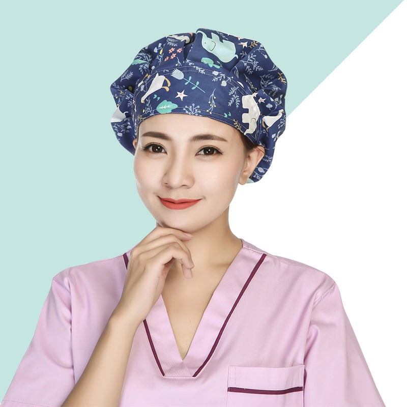 1PC Delicate Printing Sweat Absorbing Cotton Working Hat Protector for Kitchen Cleaning Operating Room (Elephant) - Image 3