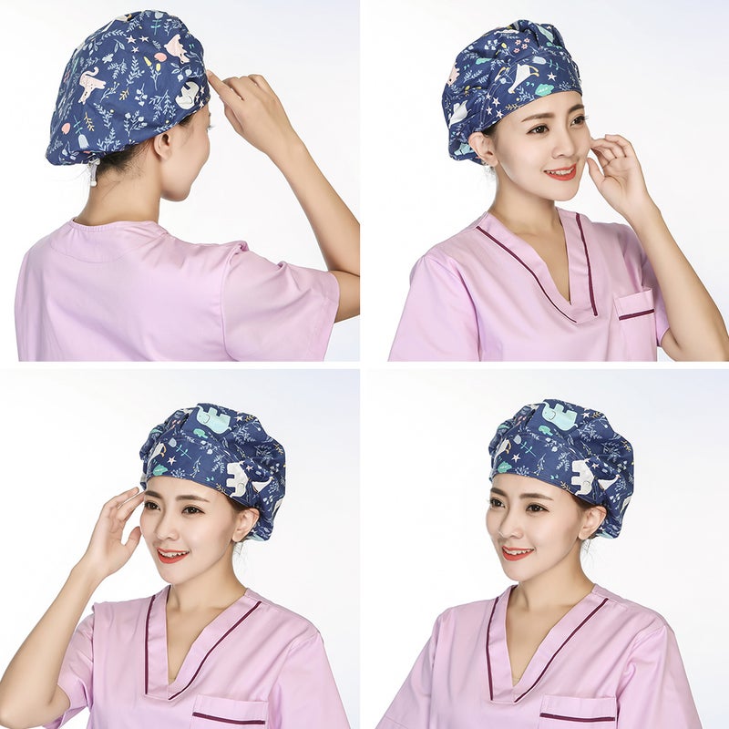 1PC Delicate Printing Sweat Absorbing Cotton Working Hat Protector for Kitchen Cleaning Operating Room (Elephant) - Image 4
