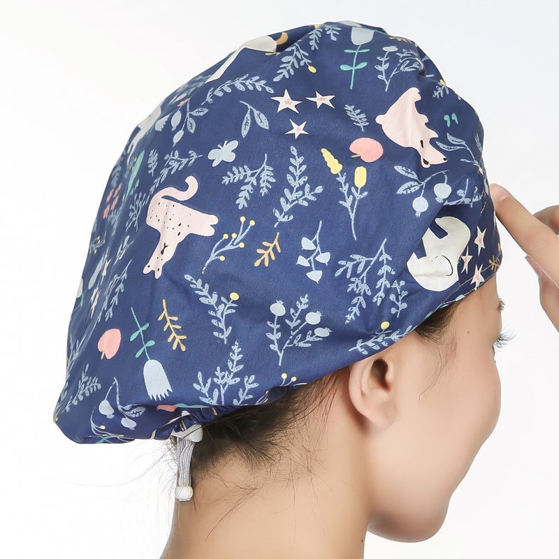 1PC Delicate Printing Sweat Absorbing Cotton Working Hat Protector for Kitchen Cleaning Operating Room (Elephant) - Image 2