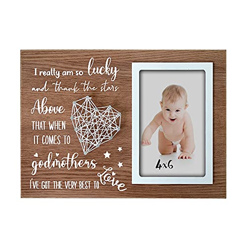 Buecasa Godmother Gifts from Godchild - Godparent Picture Frame Wood Grain with 4x6 Inches Vertical Photo- Gifts for Goddaughter and Godson - Image 1