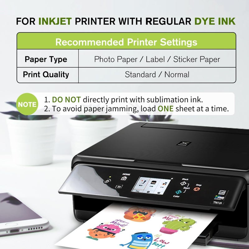 A-SUB 25 Sheets Vinyl Sticker Paper for Inkjet Printer - Glossy Printable Vinyl 8.5x11 Inch Waterproof Sticker Paper for DIY Any Decal You Like - Image 5