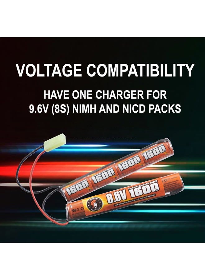 Lancer Tactical Airsoft RC Battery Charger and 9.6V NiMH 1600mAh Rechargeable Butterfly Battery Pack for Airsoft AEGs - Image 5