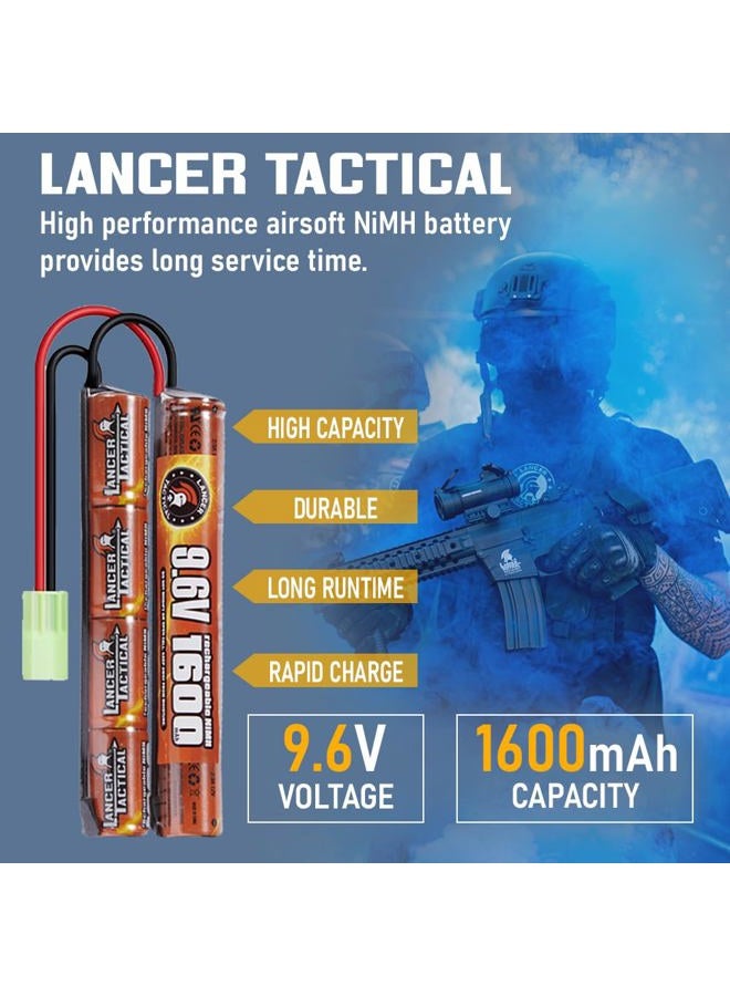 Lancer Tactical Airsoft RC Battery Charger and 9.6V NiMH 1600mAh Rechargeable Butterfly Battery Pack for Airsoft AEGs - Image 3