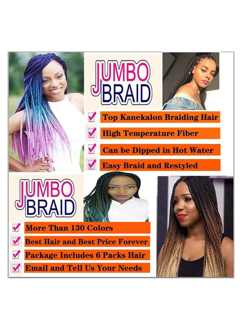 إستيل 6 عبوات من وصلات الشعر المضفرة باللون الأسود الطبيعي الجامبو 24 بوصة وصلات شعر من الألياف الاصطناعية بدرجة حرارة عالية للتضفير (# 1B) - Image 4