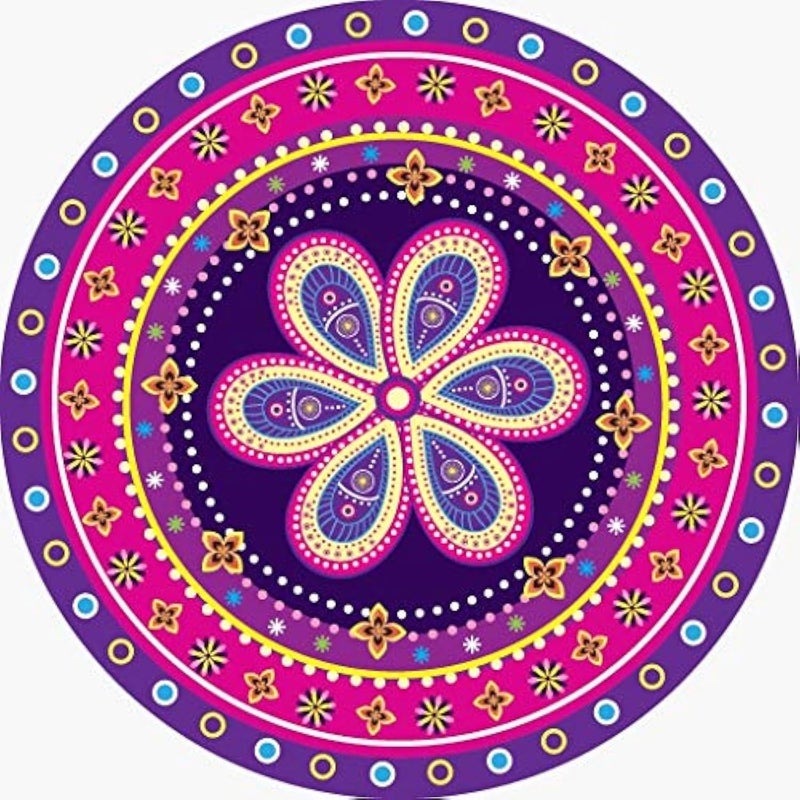 Paper Plane Design Diwali Festive 'Rangoli Pattern' Floor Sticker (PVC Vinyl, 60 cm x 60 cm) (Design-1) - Image 1