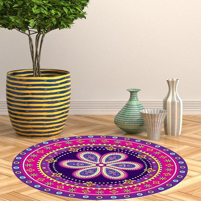 Paper Plane Design Diwali Festive 'Rangoli Pattern' Floor Sticker (PVC Vinyl, 60 cm x 60 cm) (Design-1) - Image 2
