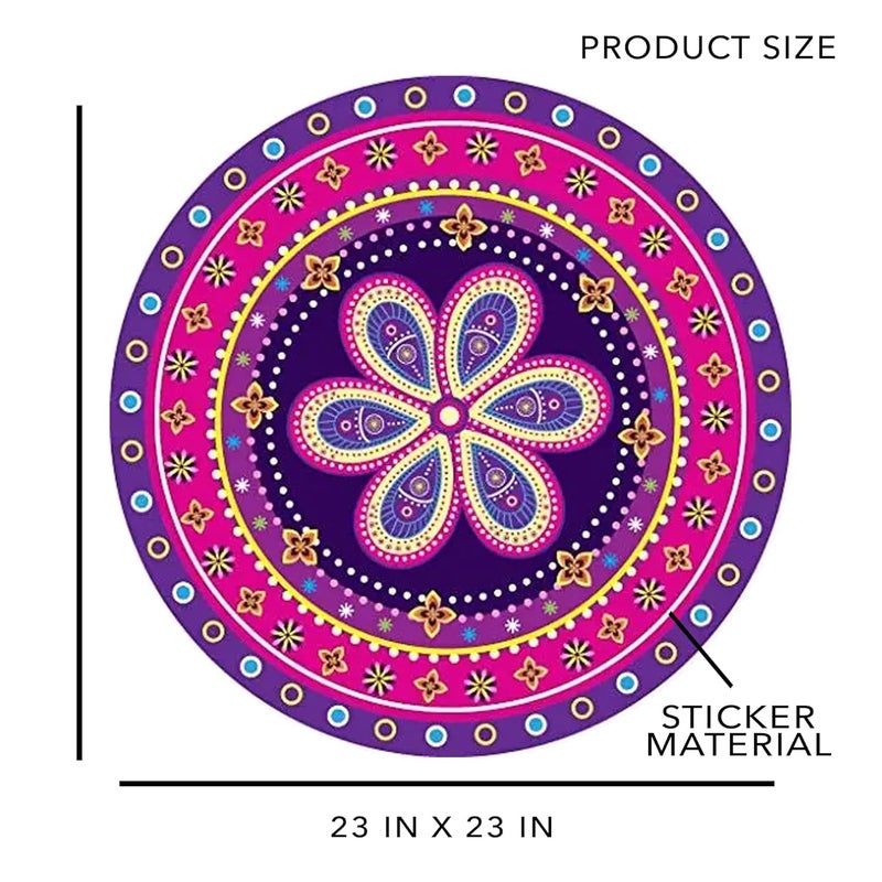 Paper Plane Design Diwali Festive 'Rangoli Pattern' Floor Sticker (PVC Vinyl, 60 cm x 60 cm) (Design-1) - Image 3