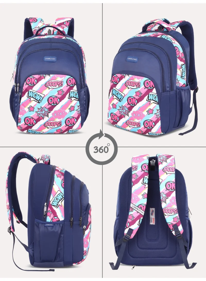 Lavie  Sport 35L Vibeart Backpack | Laptop Compatiable | Raincover (Navy) for Women | Best Price UAE