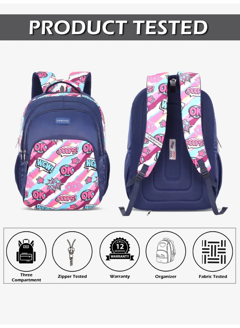 Lavie  Sport 35L Vibeart Backpack | Laptop Compatiable | Raincover (Navy) for Women | Best Price UAE