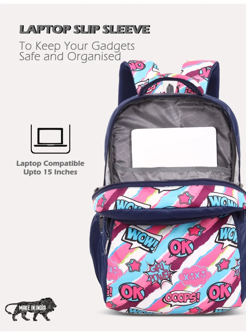 Lavie  Sport 35L Vibeart Backpack | Laptop Compatiable | Raincover (Navy) for Women | Best Price UAE