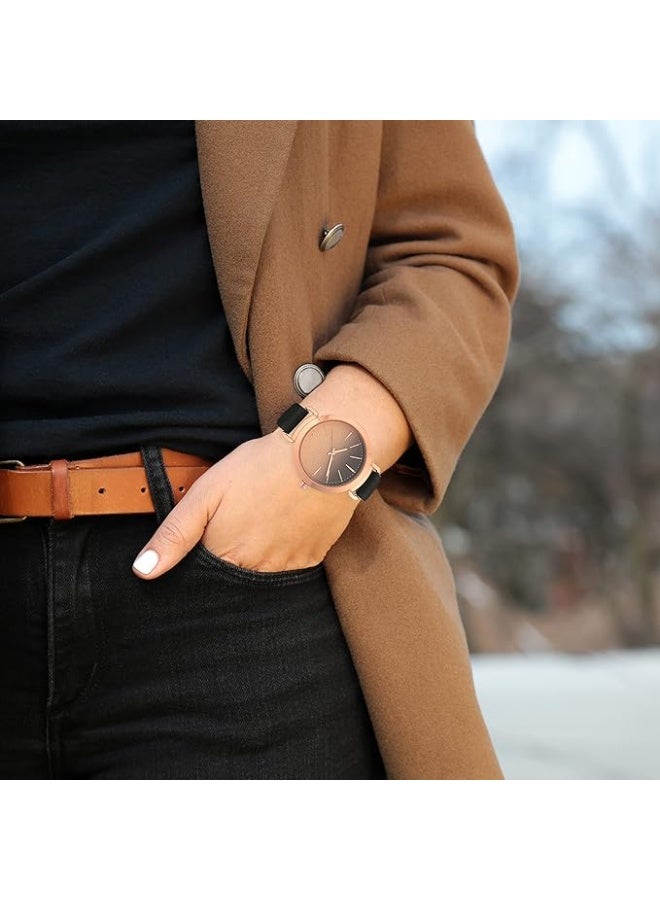 Nine West Women's Strap Watch, NW/2288, Black/Rose Gold, - Image 2