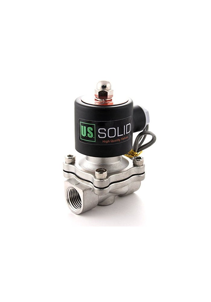 U.S. Solid US Solid 12 Stainless Steel Electric Solenoid Valve 24V DC NC VITON Water Air Fuel - Image 1