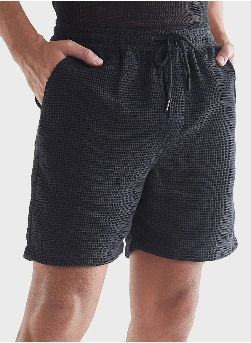 FAV Textured Drawstring Shorts