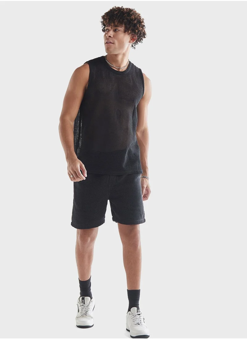 فاف Textured Drawstring Shorts
