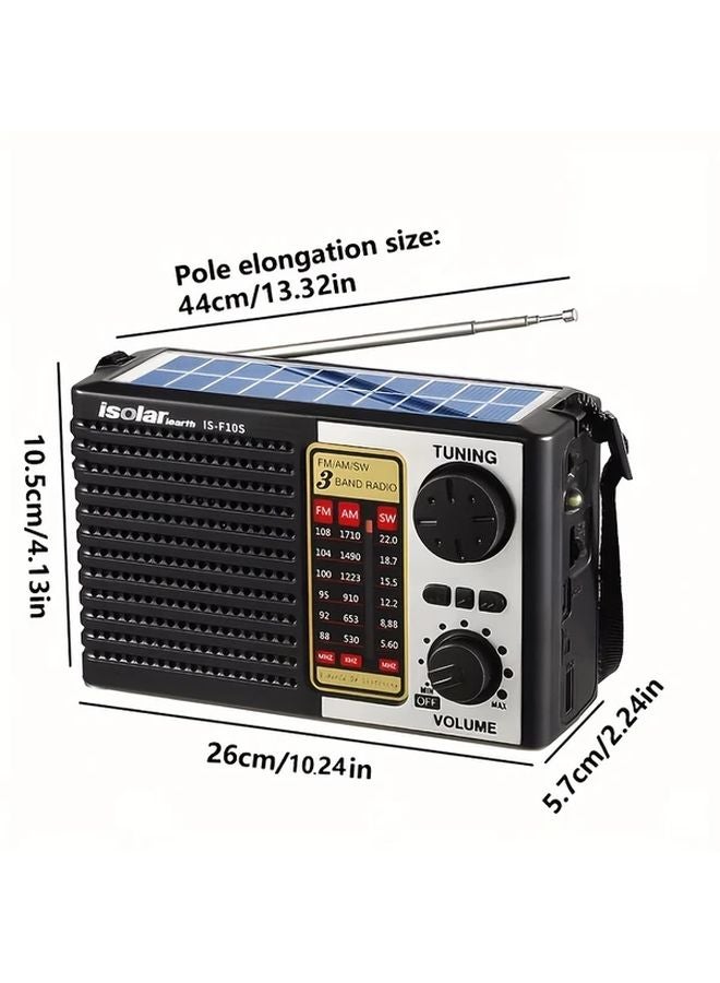 1pc Solar Radio Portable Rechargeable Speaker FM AM MP3 Player Flashlight For Outdoor Emergency Camping - Image 4