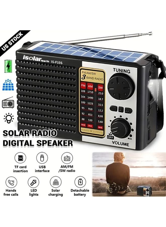 1pc Solar Radio Portable Rechargeable Speaker FM AM MP3 Player Flashlight For Outdoor Emergency Camping - Image 2