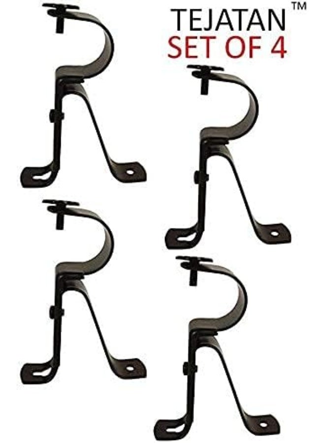 TEJATAN Curtain Rod Bracket for 1-Inch Diameter rods - (Set of 4 (2 Pairs, Black) (Can Also be Known as Curtain Rod Hangers, Drape Rod Hooks for Wall, Curtain rods Brackets, Curtain Rod Holders) - Image 4