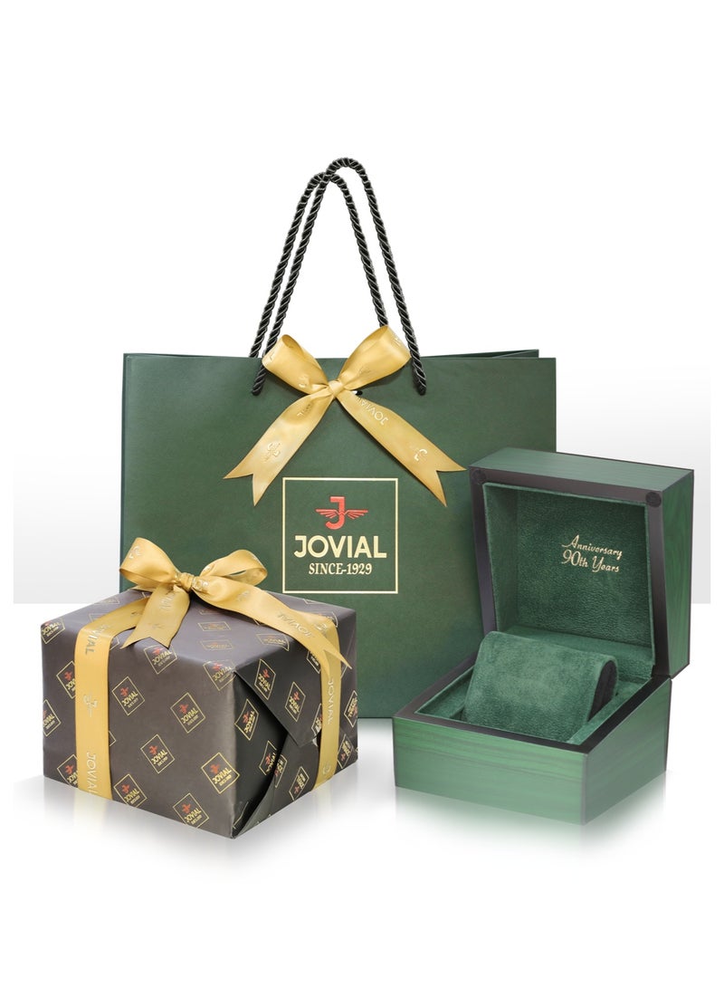 جوفيال ساعة جوفيال 2014GTMQ02E ساعة رجالية أنيقة، مصنوعة من الفولاذ المقاوم للصدأ، قطرها 42 مم، مينا رمادي، مزودة بمشبك قابل للطي، تعرض اليوم والتاريخ. - Image 3