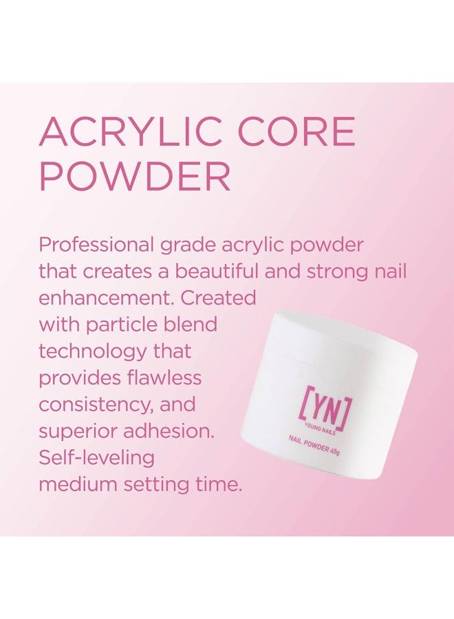 Young Nails Acrylic Core Powder - Self-Leveling Acrylic Nail Powder, Clear Nude Pink White Acrylic Powder for Nail Extenstion, Professional Grade, Superior Adhesion, Color - Pink, 45g - Image 2