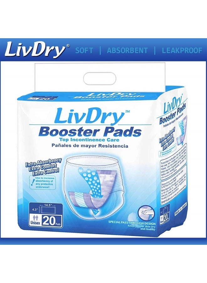 LIVDRY Incontinence Booster Pads, Use with Adult Diapers for Women and Men, Extra Comfort Softness, Disposable Pad (20 Count, Regular Length)  - Image 2