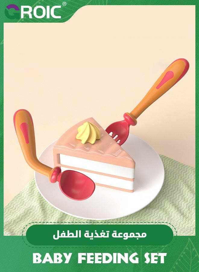 GROIC مجموعة أدوات طعام للأطفال الصغار، أوعية وملاعق للأطفال، أوعية للأطفال الصغار مع وظيفة التحكم في درجة الحرارة، أوعية شفط للأطفال من الفولاذ المقاوم للصدأ 316 قابلة للإزالة والغسل، ملعقة وشوكة فطام للأطفال - Image 3