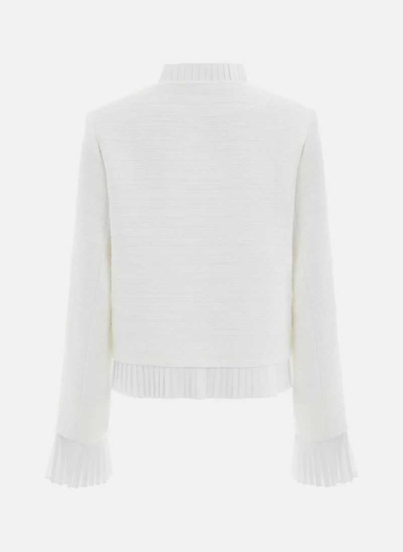 Lichi Straight tweed jacket with pleated details
