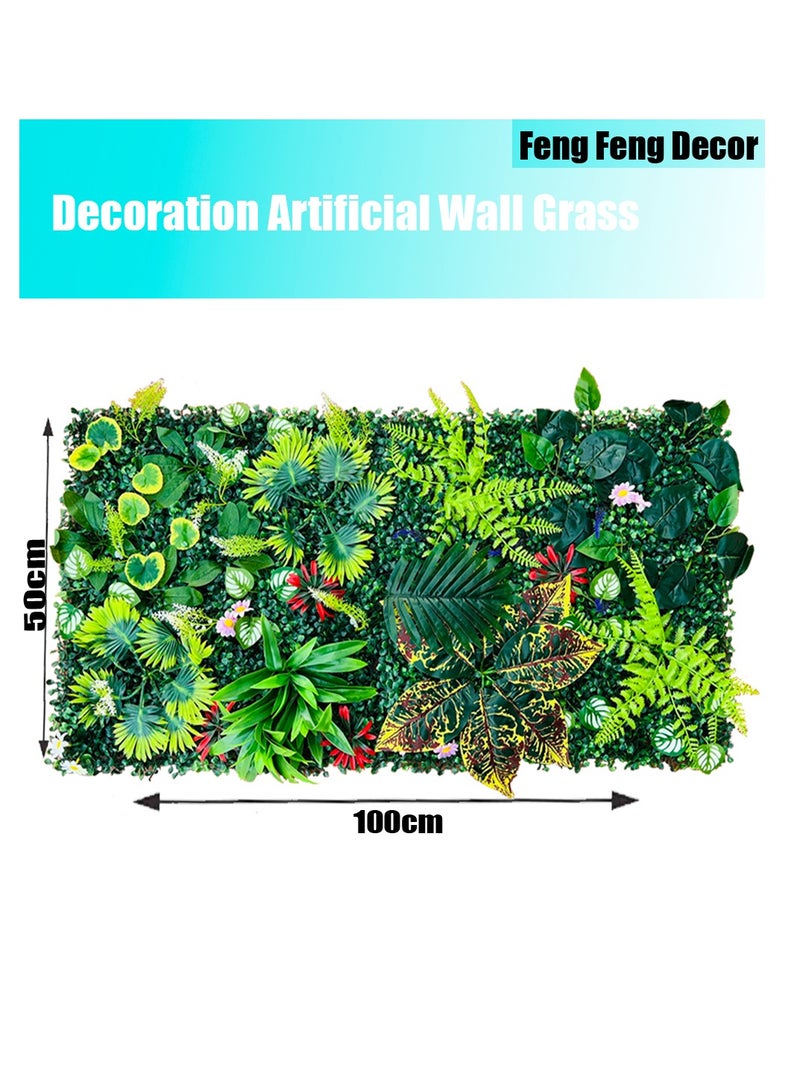 FFD Artificial Wall Grass(50x100cm)  – Faux Grass Wall Panels for Indoor & Outdoor Decor, UV-Protected Artificial Hedge Wall Tiles, Greenery Privacy Screen, Fake Plant Wall Backdrop, Decorative Synthetic Grass Mat for Home & Office - Image 2