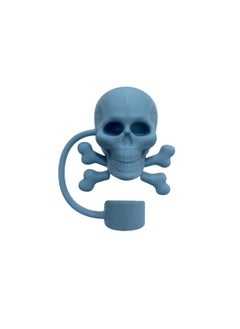 Ice Cup Straw Dust Cap Food Grade Silicone Straw Cap Glass Straw Dust Plug Stainless Steel Straw Cap-Color:10mm Indigo Skull