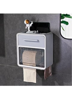 Arabest Toilet Paper Holder Toilet Roll Holder, Wall Mount Toilet Waterproof Paper Holder Shelf, Toilet Paper Tray Roll Paper Tube Storage Box Toilet Wall Mounted (Color : Large Gray)  - Image 1