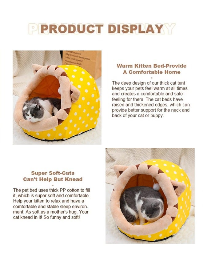 Generic Cat Beds for Indoor Cats Semi-Enclosed Cat Cave Bed with a Plush Ball Large Space for Cats to Sleep Soft and Comfortable Covered Cat Bed with a Washable and Detachable Mat  - Image 5