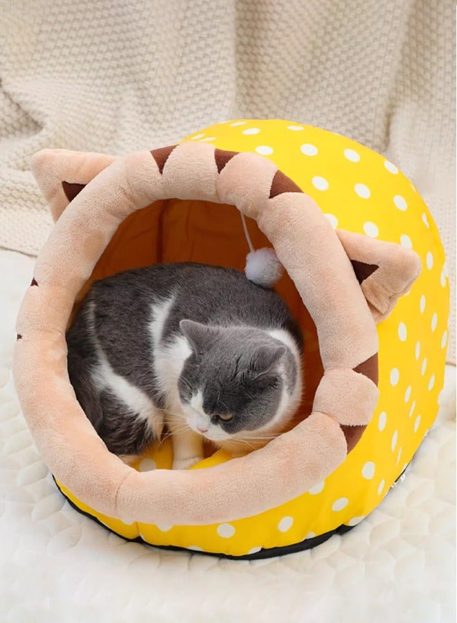Generic Cat Beds for Indoor Cats Semi-Enclosed Cat Cave Bed with a Plush Ball Large Space for Cats to Sleep Soft and Comfortable Covered Cat Bed with a Washable and Detachable Mat  - Image 4