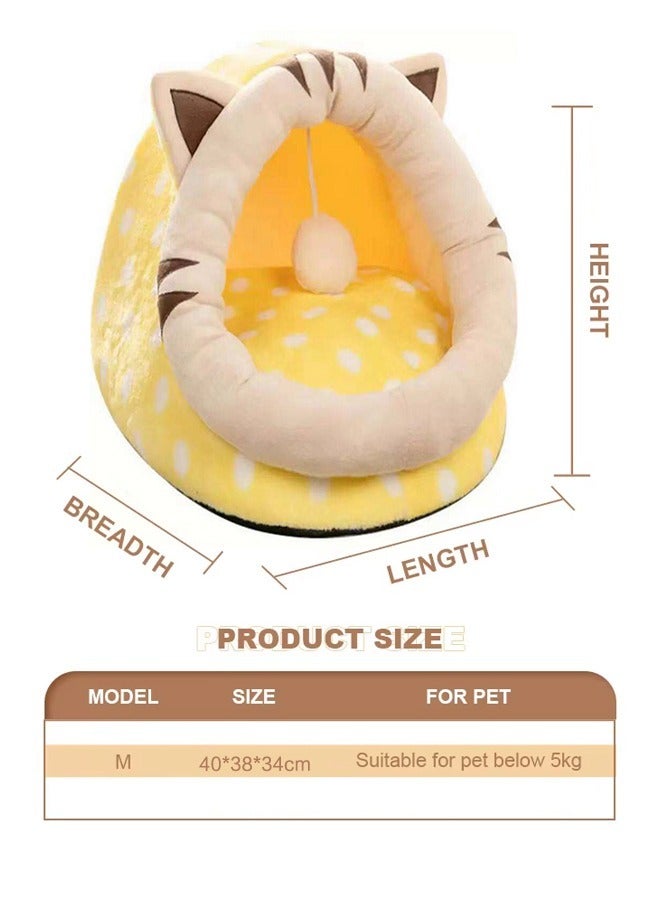 Generic Cat Beds for Indoor Cats Semi-Enclosed Cat Cave Bed with a Plush Ball Large Space for Cats to Sleep Soft and Comfortable Covered Cat Bed with a Washable and Detachable Mat  - Image 2
