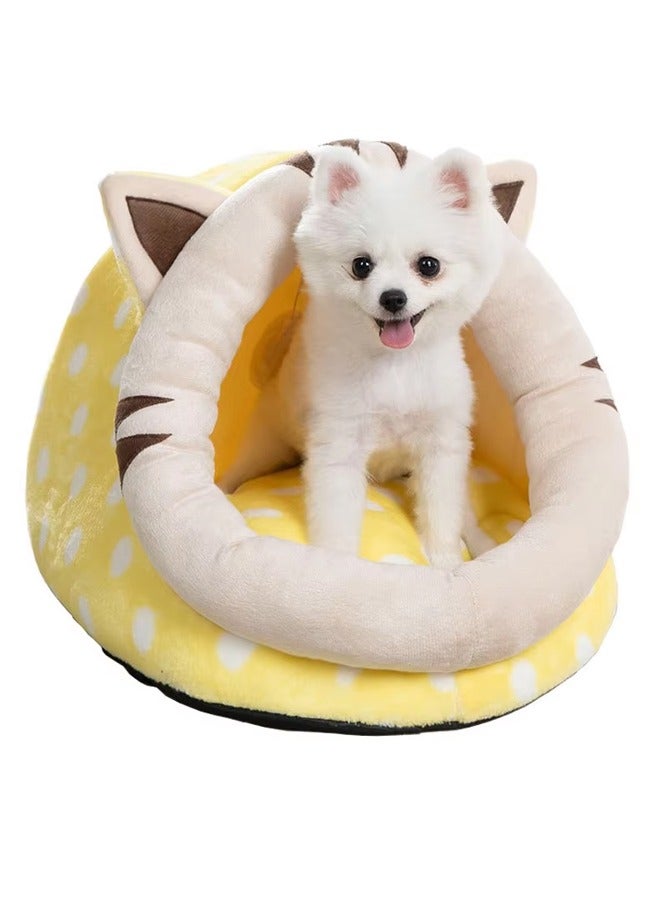 Generic Cat Beds for Indoor Cats Semi-Enclosed Cat Cave Bed with a Plush Ball Large Space for Cats to Sleep Soft and Comfortable Covered Cat Bed with a Washable and Detachable Mat  - Image 3