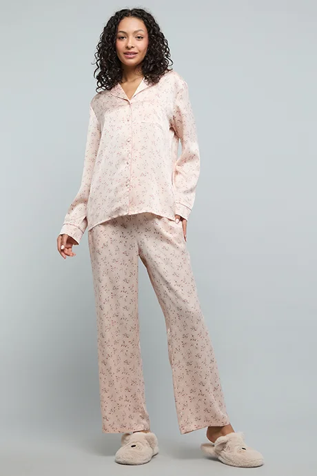 R&B Printed Lapel Collar Pyjama Set