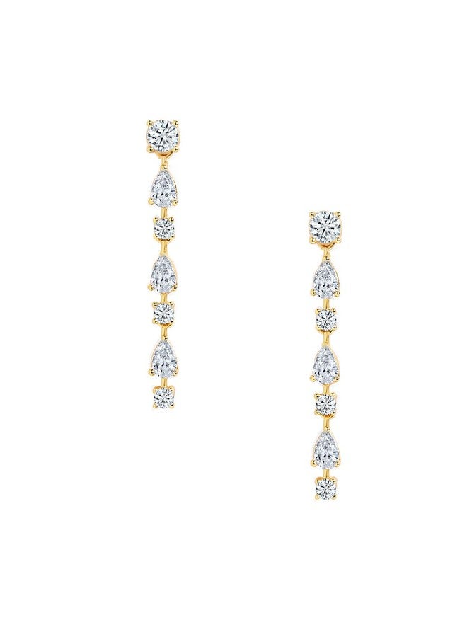 MINUTIAE Stylish AD Diamond Drop Long Hoop Earrings for Women and Girls (Gold) - Image 2