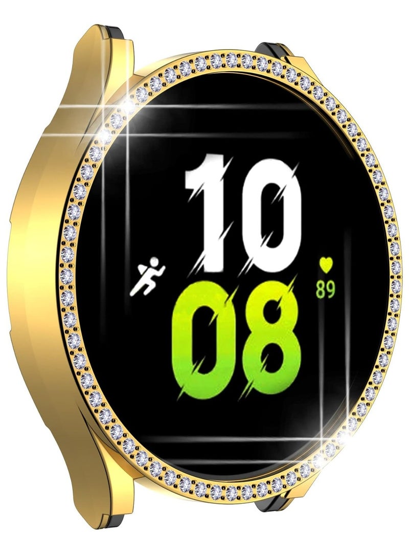 Bumper Diamond Case Compatible with Samsung Galaxy Watch 5 44MM / Galaxy Watch 4 44mm, Bling Crystal Diamonds PC Plastic Protector Case Cover Frame For Galaxy Watch 4/5 44 MM (Gold)  - Image 2