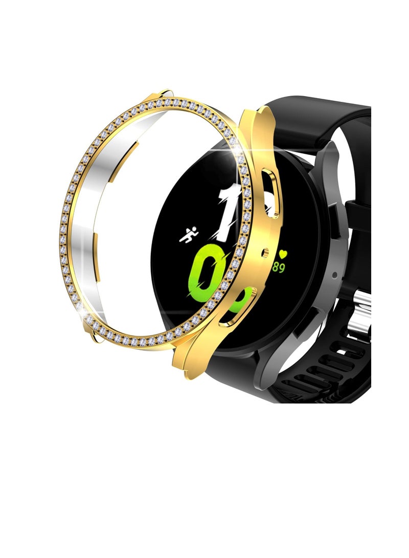 Bumper Diamond Case Compatible with Samsung Galaxy Watch 5 44MM / Galaxy Watch 4 44mm, Bling Crystal Diamonds PC Plastic Protector Case Cover Frame For Galaxy Watch 4/5 44 MM (Gold)  - Image 1