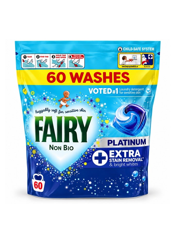 Fairy 120 Non Bio Platinum Laundry Pods with Extra Stain Removal, Non-Bio Washing Capsules for Everyday Clothes Washing, Convenient Pre-Measured Laundry Detergent Pods - Image 2