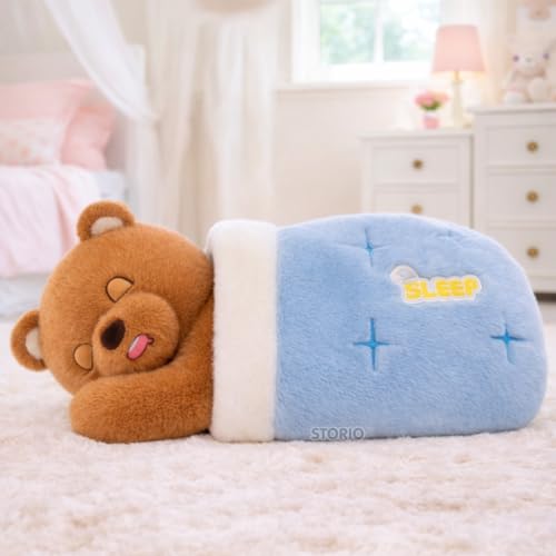 Storio Night Bear Breathing Teddy Bear Plush Toy with Music & Lights | Soft Sleeping Bear with Breathing Motion & Vocalization | Sensory Sleep Toy for Babies & Kids | Best Gift for Children - Image 1