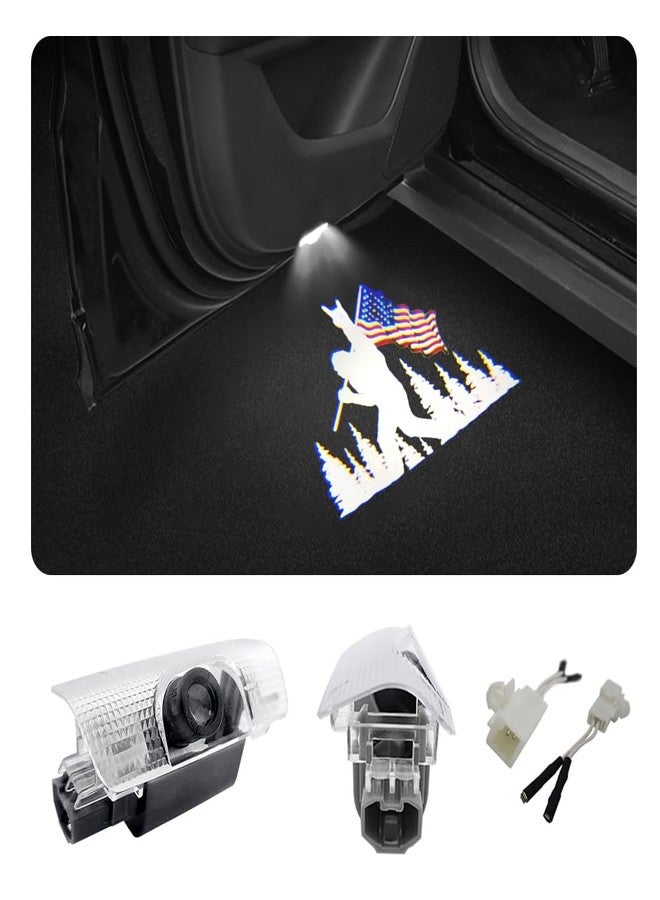 akarin 2 PCS LED Car Door Logo Lights Compatible for 4Runner Tundra Sequoia Venza Land Cruiser Courtesy Projector Laser Welcome Light Puddle Lamp Car Accessories (USA Flag) - Image 1