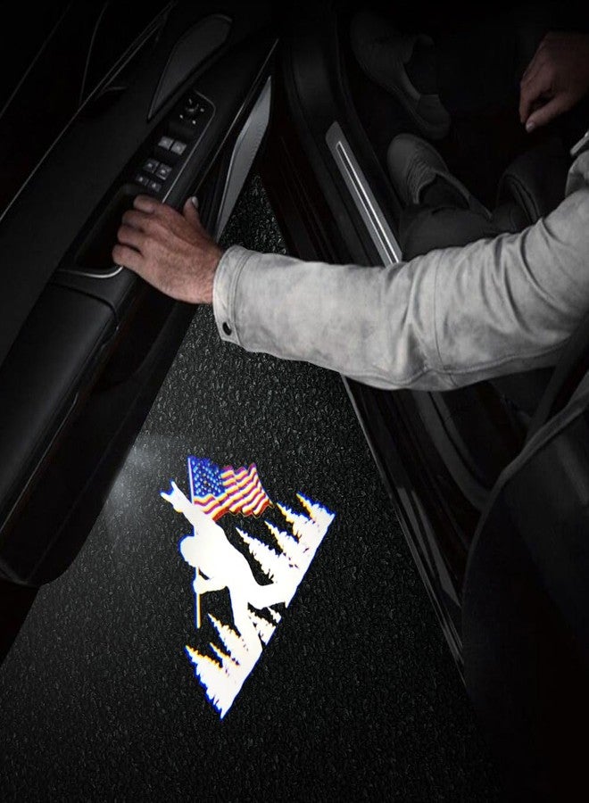 akarin 2 PCS LED Car Door Logo Lights Compatible for 4Runner Tundra Sequoia Venza Land Cruiser Courtesy Projector Laser Welcome Light Puddle Lamp Car Accessories (USA Flag) - Image 5