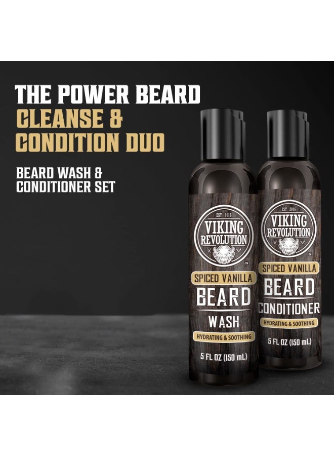 Viking Revolution Beard Wash and Beard Conditioner for Men with Argan Oil and Jojoba Oil - Beard Softener and Strengthener Beard Care Beard Shampoo and Conditioner with Beard Oil (5oz, Spiced Vanilla) - Image 3