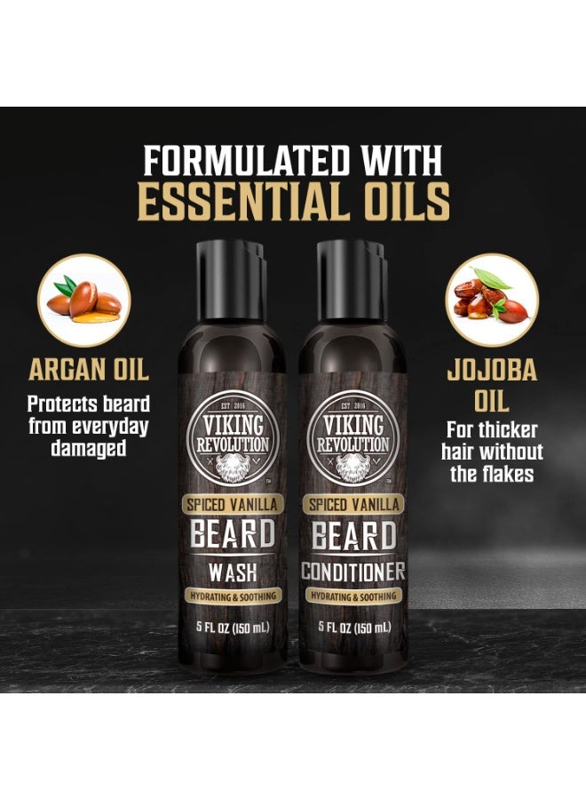 Viking Revolution Beard Wash and Beard Conditioner for Men with Argan Oil and Jojoba Oil - Beard Softener and Strengthener Beard Care Beard Shampoo and Conditioner with Beard Oil (5oz, Spiced Vanilla) - Image 5