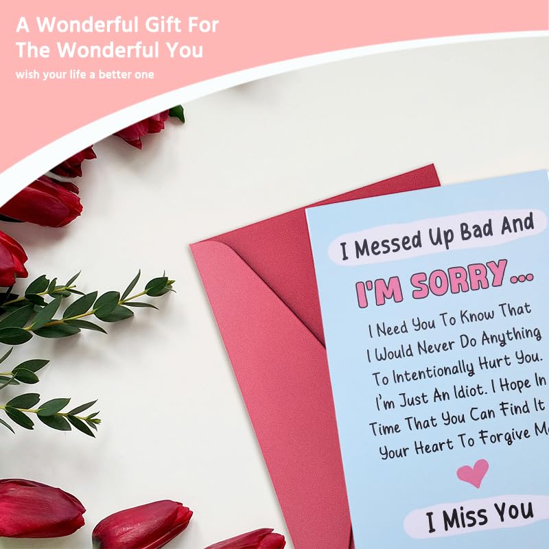 Sisadodo I'm Sorry Card for Him Her Apology Gifts Card for Girlfriend Boyfriend Forgive Me Cards for Husband Wife Apology Greeting Cards I Messed Up Bad and I'm Sorry Gift for Men Women - Image 3